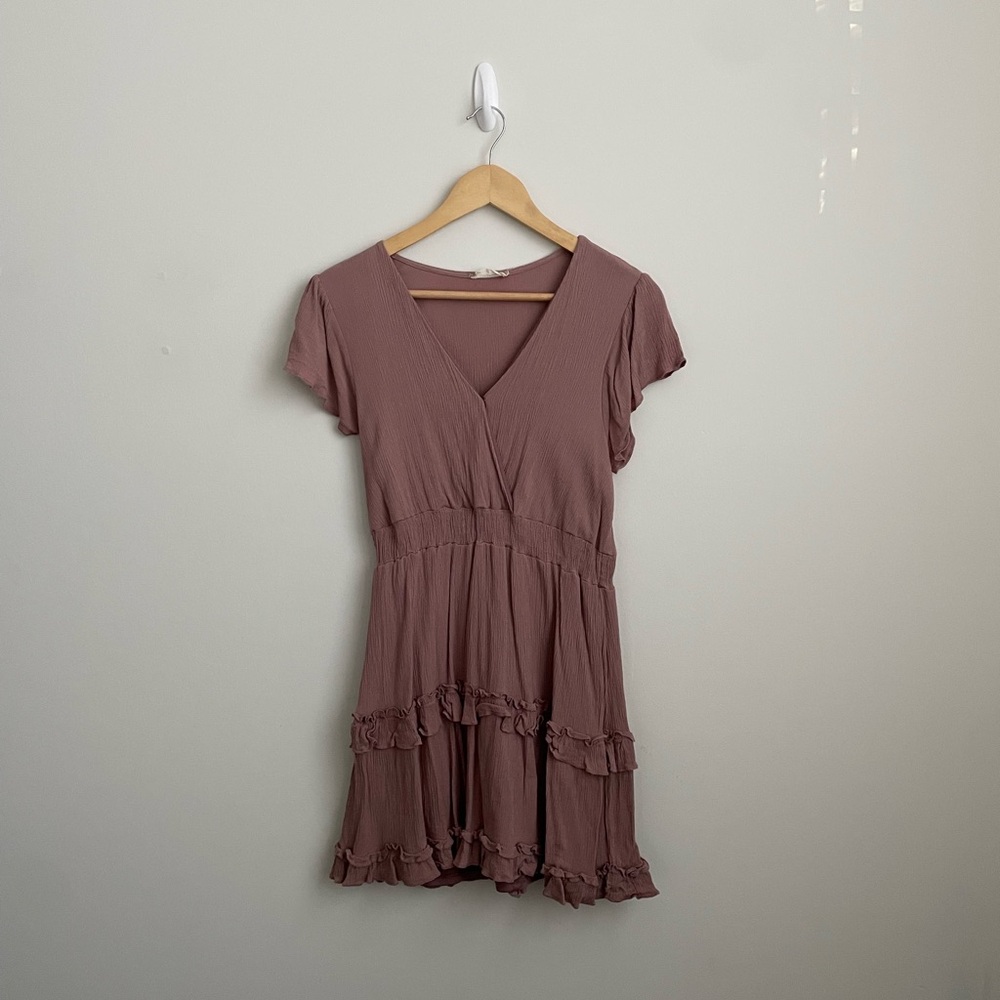 Altar'd State Mauve Mini Dress with Ruffles